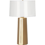 Robert Abbey Polished Gold Mason Table Lamp Polished Gold Glazed Ceramic White Ceramik Parchment Shade With Gold Mylar Lining