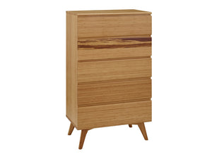 Greenington Azara Five Drawer Tall Chest Solid Moso Bamboo Modern Bedroom Storage with Dovetail Joinery Caramelized GA0004CA