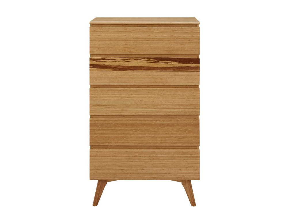Greenington Azara Five Drawer Tall Chest Solid Moso Bamboo Modern Bedroom Storage with Dovetail Joinery Caramelized GA0004CA