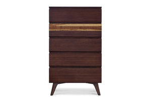 Greenington Azara Solid Moso Bamboo Five Drawer High Chest with Tiger Accents for Bedroom Sable GA0004SA