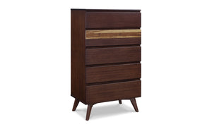 Greenington Azara Solid Moso Bamboo Five Drawer High Chest with Tiger Accents for Bedroom Sable GA0004SA