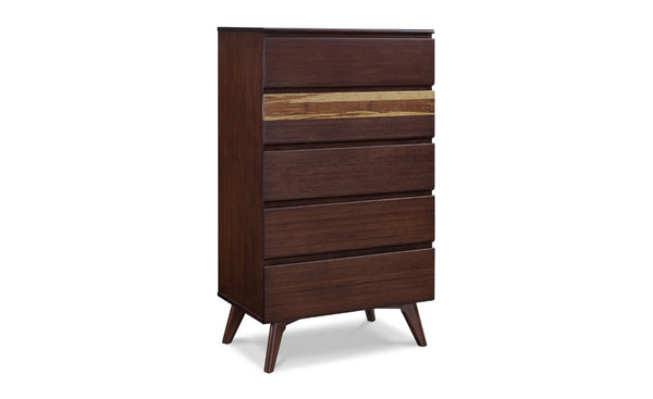 Greenington Azara Solid Moso Bamboo Five Drawer High Chest with Tiger Accents for Bedroom Sable GA0004SA