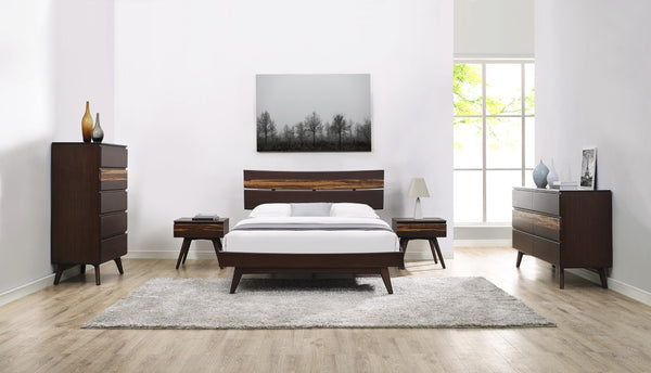 Greenington Azara Solid Moso Bamboo Five Drawer High Chest with Tiger Accents for Bedroom Sable GA0004SA