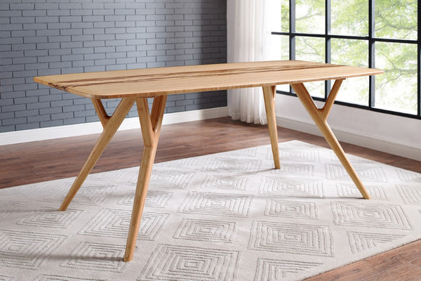 Greenington Azara Solid Moso Bamboo Dining Table with Tiger Accent Top and Sculptural Legs Caramelized GA0008CA
