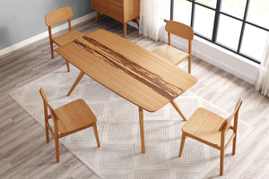 Greenington Azara Solid Moso Bamboo Dining Table with Tiger Accent Top and Sculptural Legs Caramelized GA0008CA