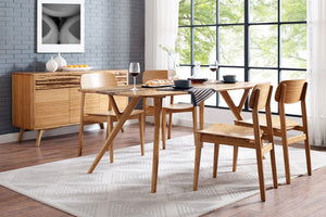 Greenington Azara Solid Moso Bamboo Dining Table with Tiger Accent Top and Sculptural Legs Caramelized GA0008CA