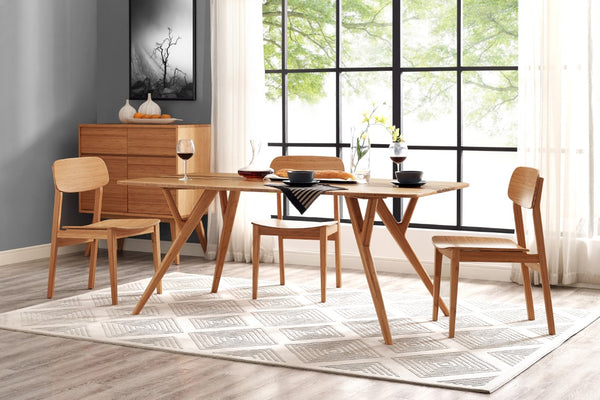 Greenington Azara Solid Moso Bamboo Dining Table with Tiger Accent Top and Sculptural Legs Caramelized GA0008CA