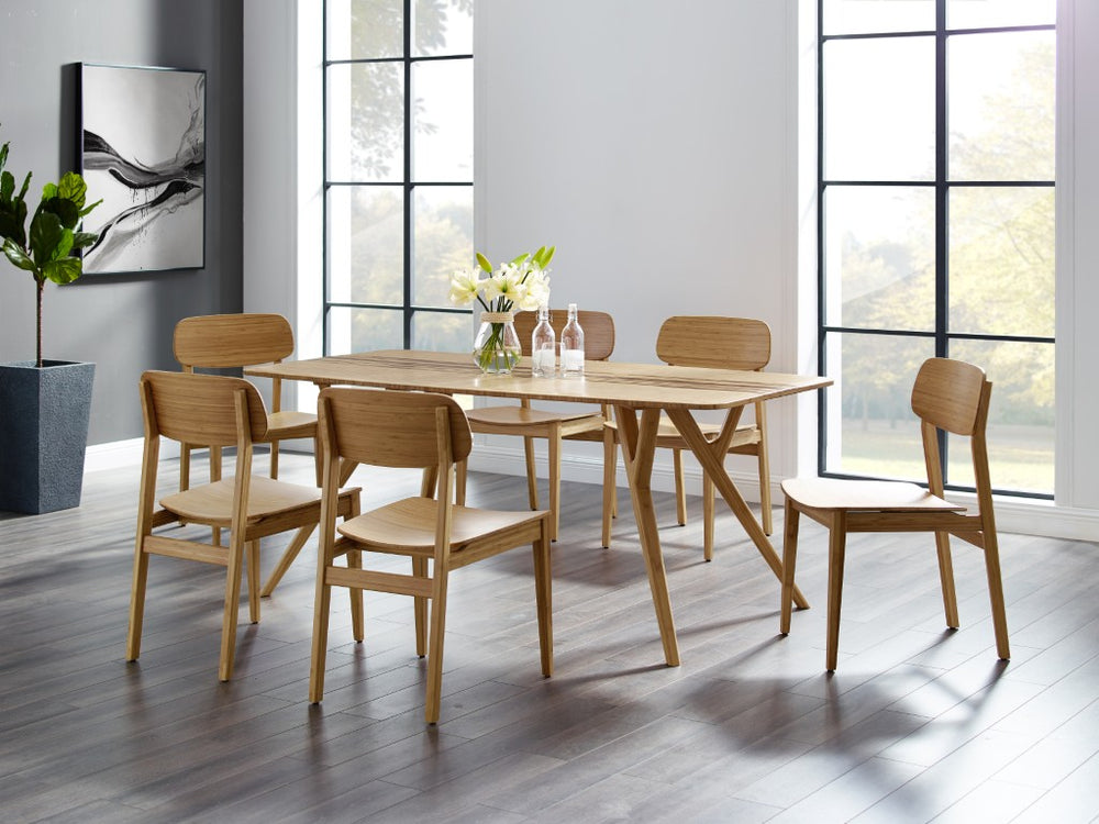 Greenington Azara Solid Moso Bamboo Dining Table with Tiger Accent Top and Sculptural Legs Caramelized GA0008CA