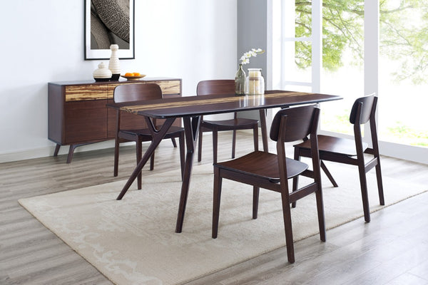 Greenington Azara Solid Moso Bamboo Dining Table with Tiger Accent Contemporary Sculptural Design Sable GA0008SA