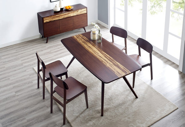 Greenington Azara Solid Moso Bamboo Dining Table with Tiger Accent Contemporary Sculptural Design Sable GA0008SA