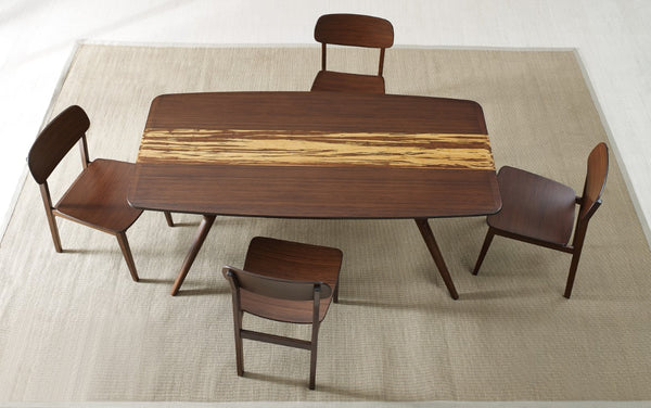 Greenington Azara Solid Moso Bamboo Dining Table with Tiger Accent Contemporary Sculptural Design Sable GA0008SA
