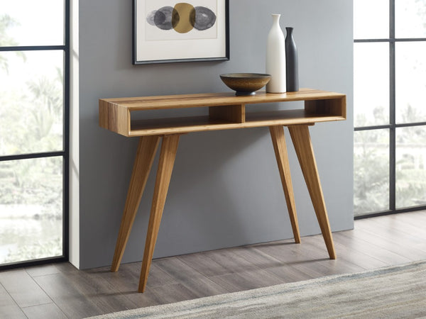 Greenington Azara Solid Moso Bamboo Console Table with Cubbies Eco Friendly Entryway Accent Caramelized GA0009CA