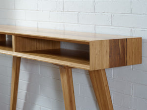 Greenington Azara Solid Moso Bamboo Console Table with Cubbies Eco Friendly Entryway Accent Caramelized GA0009CA