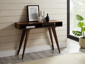 Greenington Azara Solid Bamboo Console Table Mid-century Tapered Legs Cubby Storage Entryway Sable GA0009SA