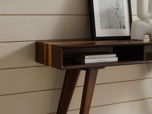 Greenington Azara Solid Bamboo Console Table Mid-century Tapered Legs Cubby Storage Entryway Sable GA0009SA