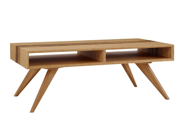 Greenington Azara Solid Moso Bamboo Coffee Table with Tiger Grain Accent and Built-in Storage Cubbies Caramelized GA0010CA