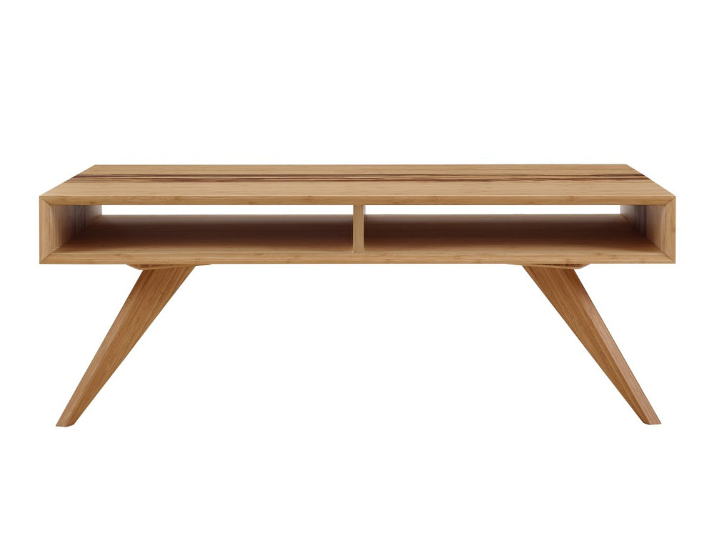 Greenington Azara Solid Moso Bamboo Coffee Table with Tiger Grain Accent and Built-in Storage Cubbies Caramelized GA0010CA