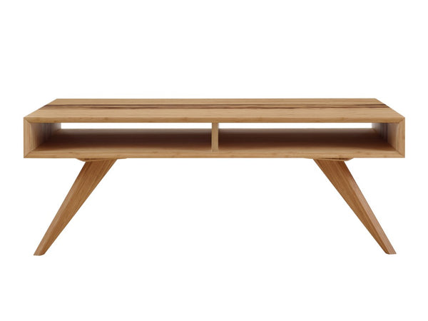 Greenington Azara Solid Moso Bamboo Coffee Table with Tiger Grain Accent and Built-in Storage Cubbies Caramelized GA0010CA