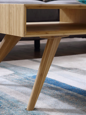 Greenington Azara Solid Moso Bamboo Coffee Table with Tiger Grain Accent and Built-in Storage Cubbies Caramelized GA0010CA