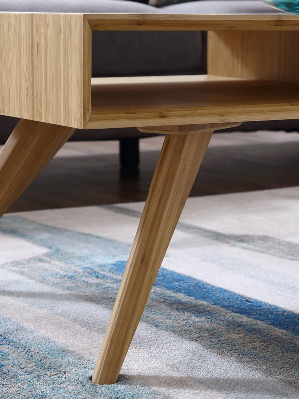 Greenington Azara Solid Moso Bamboo Coffee Table with Tiger Grain Accent and Built-in Storage Cubbies Caramelized GA0010CA