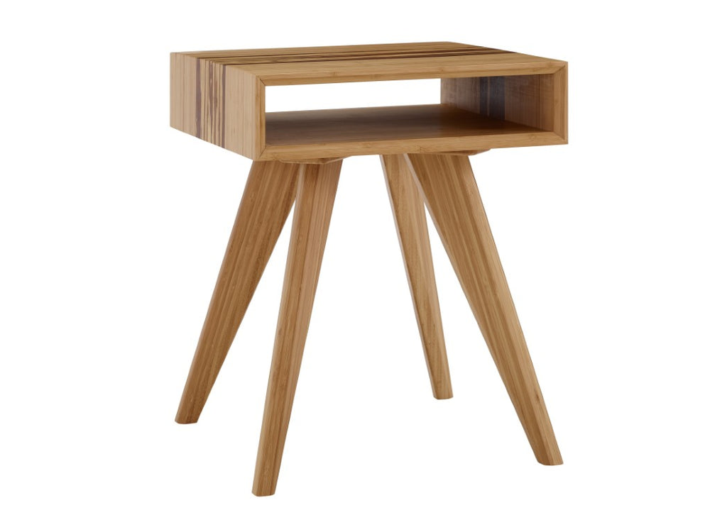 Greenington Azara Solid Moso Bamboo End Table with Cubbies Exotic Tiger Grain Living Room Accent Caramelized GA0011CA