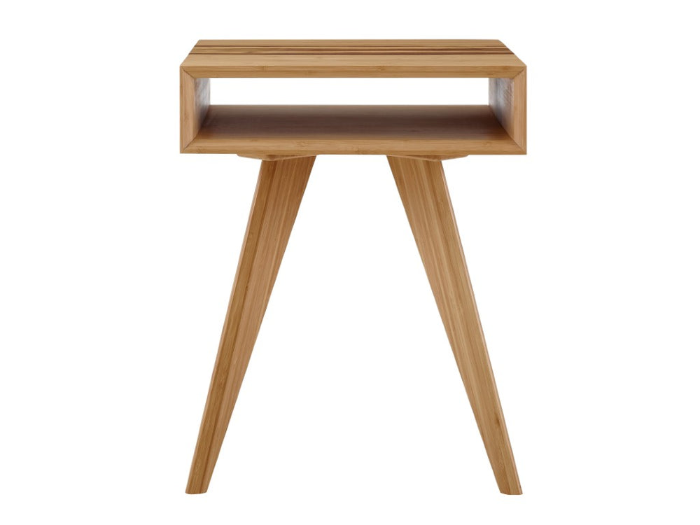 Greenington Azara Solid Moso Bamboo End Table with Cubbies Exotic Tiger Grain Living Room Accent Caramelized GA0011CA