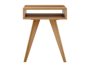 Greenington Azara Solid Moso Bamboo End Table with Cubbies Exotic Tiger Grain Living Room Accent Caramelized GA0011CA