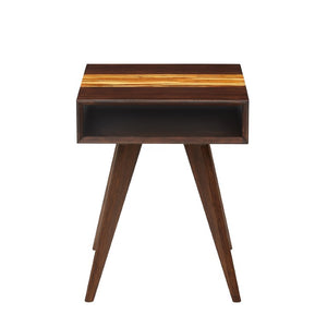 Greenington Azara Tiger Solid Bamboo End Table Mid-century Cubbies Exotic Grain Living Room Sable GA0011SA