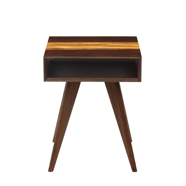 Greenington Azara Tiger Solid Bamboo End Table Mid-century Cubbies Exotic Grain Living Room Sable GA0011SA