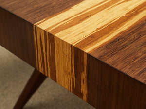 Greenington Azara Tiger Solid Bamboo End Table Mid-century Cubbies Exotic Grain Living Room Sable GA0011SA