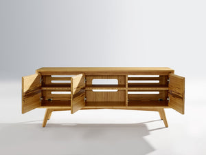 Greenington Azara Solid Bamboo Media Cabinet with Tiger Grain Accents for Modern Living Rooms Caramelized GA0012CA