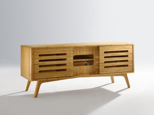 Greenington Azara Solid Bamboo Media Cabinet with Tiger Grain Accents for Modern Living Rooms Caramelized GA0012CA