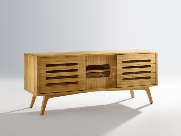 Greenington Azara Solid Bamboo Media Cabinet with Tiger Grain Accents for Modern Living Rooms Caramelized GA0012CA
