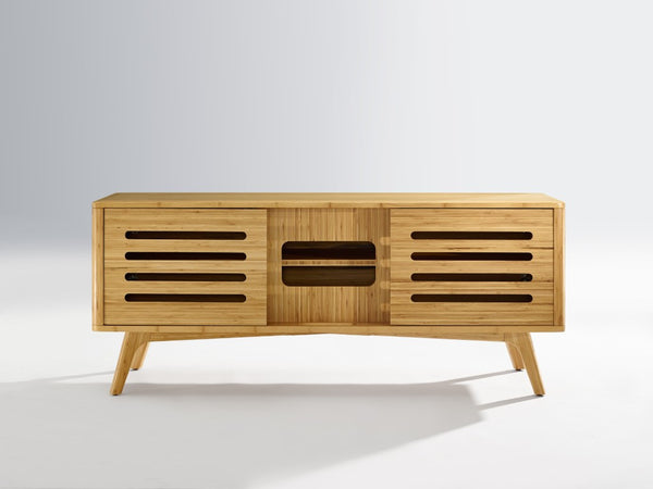 Greenington Azara Solid Bamboo Media Cabinet with Tiger Grain Accents for Modern Living Rooms Caramelized GA0012CA