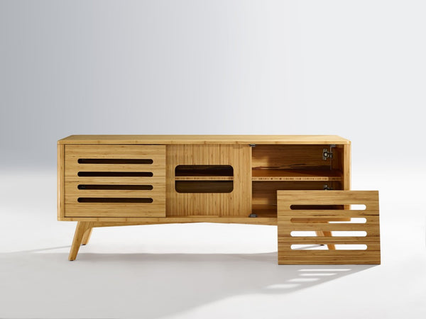 Greenington Azara Solid Bamboo Media Cabinet with Tiger Grain Accents for Modern Living Rooms Caramelized GA0012CA