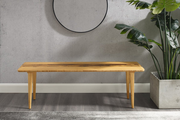 Greenington Azara Solid Moso Bamboo Bench with Tiger Stripe Accent for Entryway or Bedroom Caramelized GA0013CA