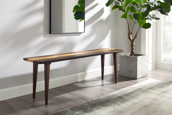 Greenington Azara Solid Moso Bamboo Bench Minimalist Entryway Seating with Tiger Inlay Detail Sable GA0013SA