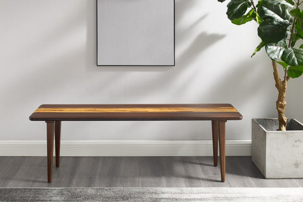 Greenington Azara Solid Moso Bamboo Bench Minimalist Entryway Seating with Tiger Inlay Detail Sable GA0013SA