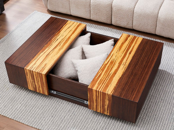 Greenington Azara Solid Bamboo Square Coffee Table with Hidden Storage for Modern Living Rooms Sable GA0014SA