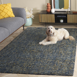 Safavieh Gabbeh Hand-tufted Area Rug: Luxurious Wool & Cotton Blend, Tranquil Abstract Design For Any Room Dark Blue ,Beige 80% Imported Handspun Wool,20% Cotton Gab101m-5