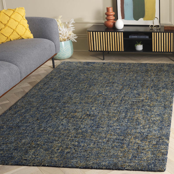 Safavieh Gabbeh Hand-tufted Area Rug: Luxurious Wool & Cotton Blend, Tranquil Abstract Design For Any Room Dark Blue ,Beige 80% Imported Handspun Wool,20% Cotton Gab101m-5