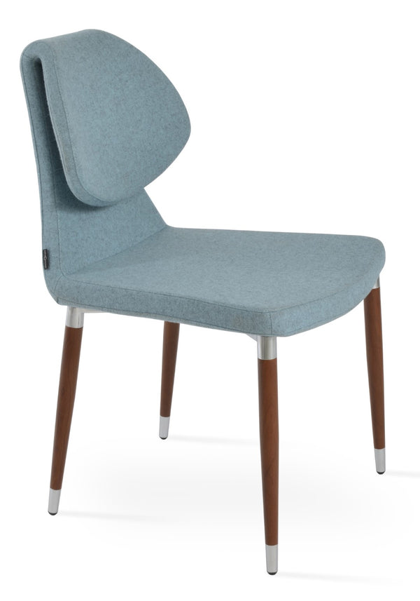 Soho Concept Gakko Dining Chair - Premium Camira Blazer Wool, Sleek Chrome Base, 10-year Guarantee, 300 Lb Capacity Blue,Walnut  Soho-concept-dining-chair-03691