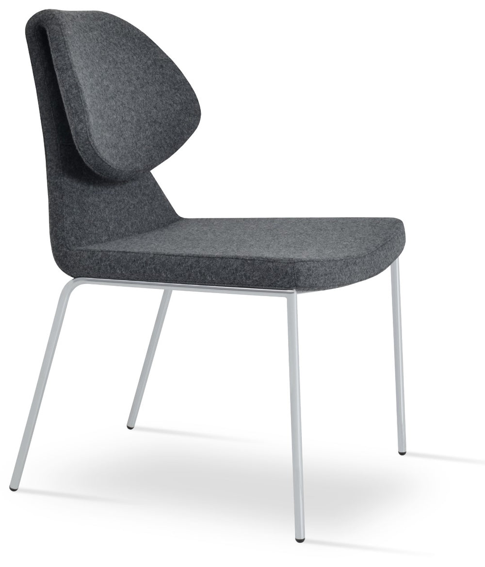 Soho Concept Gakko Dining Chair - Premium Camira Blazer Wool, Sleek Chrome Base, 10-year Guarantee, 300 Lb Capacity Chrome,Dark Grey  Soho-concept-dining-chair-03694