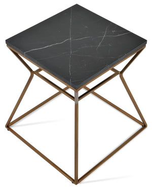 Soho Concept Gakko End Table With Elegant Marble Top - Black Or Brown, Stylish Brushed Metal Frame Accent Piece Black,Brass  Soho-concept-dining-chair-13795