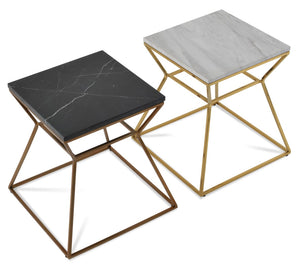 Soho Concept Gakko End Table With Elegant Marble Top - Black Or Brown, Stylish Brushed Metal Frame Accent Piece Black,Brass,Gold,White  Soho-concept-dining-chair-13796