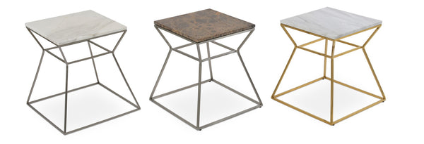 Soho Concept Gakko End Table With Elegant Marble Top - Black Or Brown, Stylish Brushed Metal Frame Accent Piece   Soho-concept-dining-chair-13798