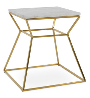 Soho Concept Gakko End Table - Elegant White Marble Top With Brushed Stainless Steel Or Gold Frame Accent Piece White,Gold  Soho-concept-dining-chair-13799