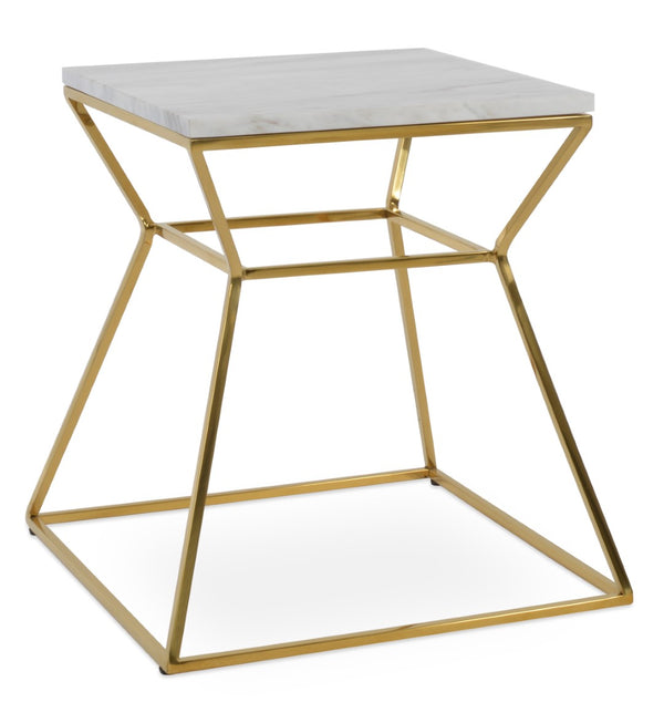 Soho Concept Gakko End Table - Elegant White Marble Top With Brushed Stainless Steel Or Gold Frame Accent Piece White,Gold  Soho-concept-dining-chair-13799
