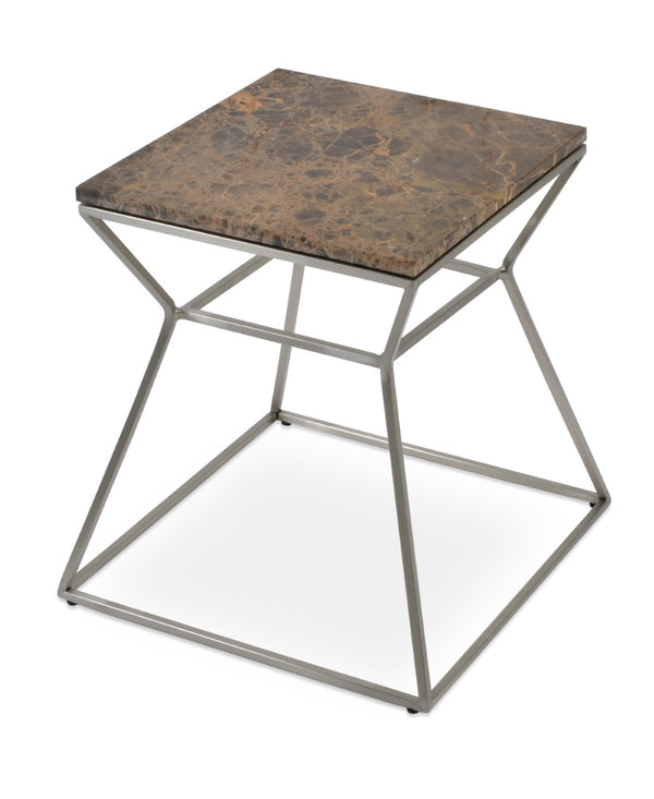 Soho Concept Gakko End Table With Elegant Marble Top - Black Or Brown, Stylish Brushed Metal Frame Accent Piece Brown  Soho-concept-dining-chair-13794