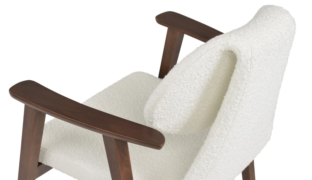 Soho Concept Gakko Guest Chair With Armrest - Elegant Beech Wood Design In Camira Boucle Or Leather, 10-year Warranty White  Soho-concept-dining-chair-03703
